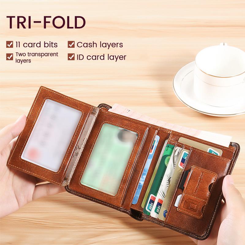Simple Anti-Theft Wallet for Men - PU Leather, 12 x 9.5 cm, Bi-Fold, view 5