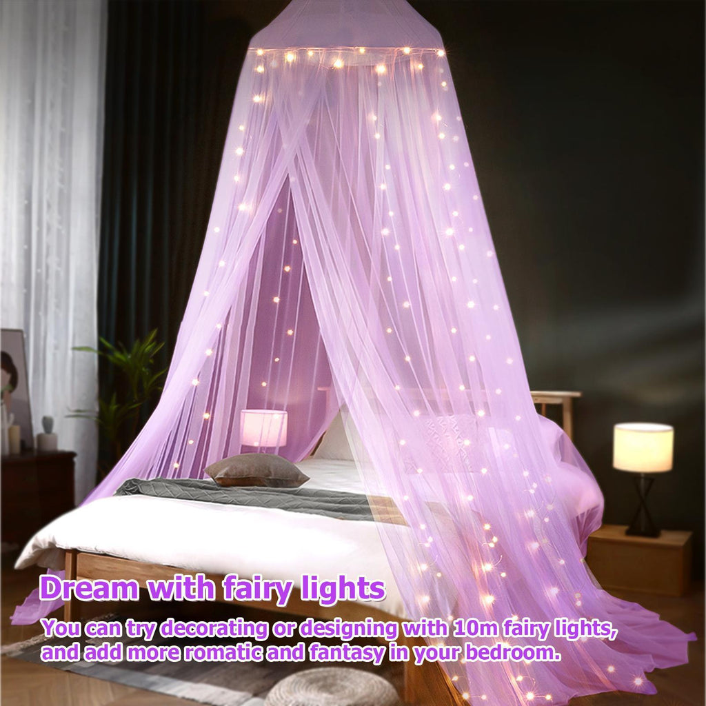 Mesh Bed Canopy Tent with LED Lights and Adjustable Hooks