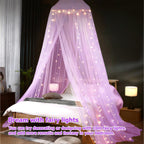 Mesh Bed Canopy Tent with LED Lights and Adjustable Hooks