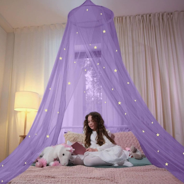 Mesh Bed Canopy Tent with LED Lights and Adjustable Hooks