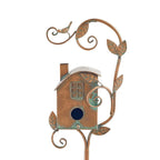 Metal Birdhouse Garden Stakes, Distressed Outdoor Décor, 10 × 10 × 20 cm