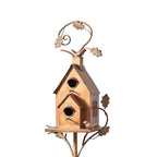 Metal Birdhouse Garden Stakes, Distressed Outdoor Décor, 10 × 10 × 20 cm