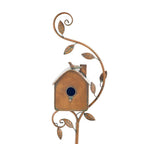 Metal Birdhouse Garden Stakes, Distressed Outdoor Décor, 10 × 10 × 20 cm