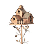 Metal Birdhouse Garden Stakes, Distressed Outdoor Décor, 10 × 10 × 20 cm