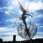 Metal Fairy Garden Sculpture with Dandelion Design