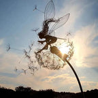 Metal Fairy Garden Sculpture with Dandelion Design