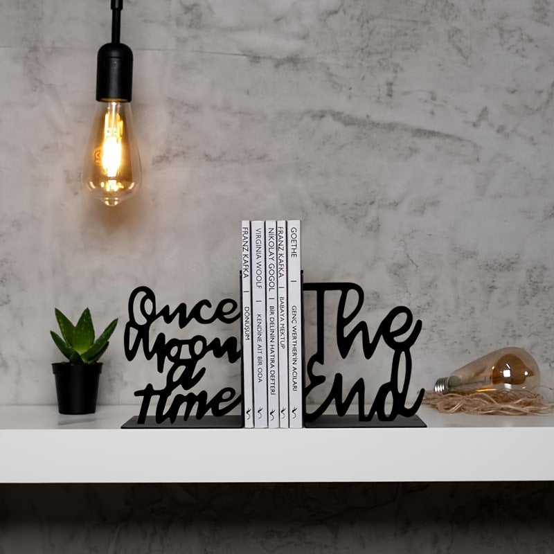 Metal Quote Bookends with “Once upon a time” and “The End”