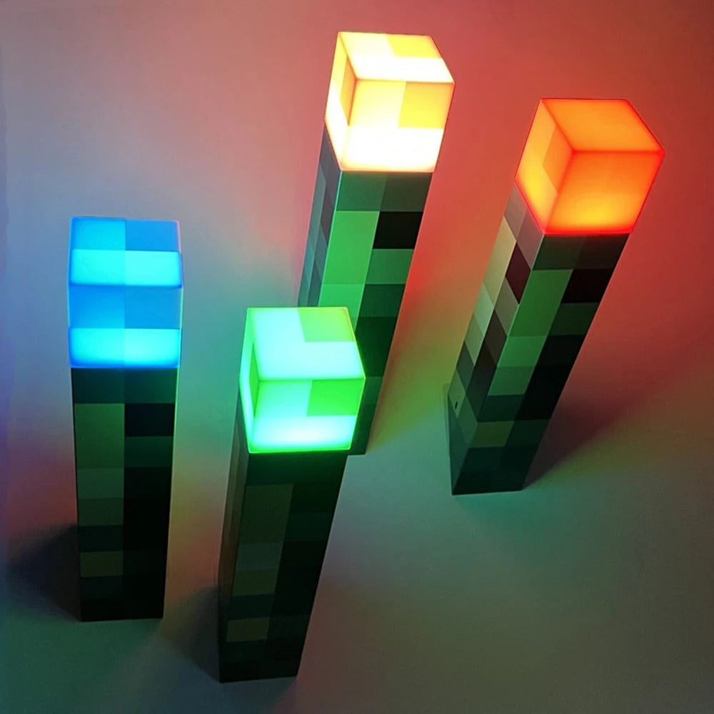 Minecraft-Inspired LED Lamp, 28cm, USB Rechargeable Night Light