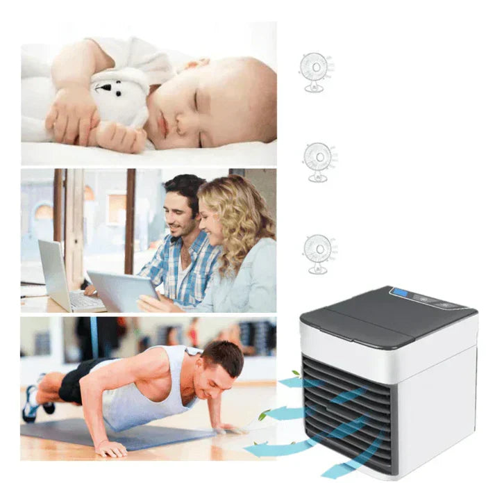 Mini Evaporative Air Cooler with Humidifier and 7-Colour LED
