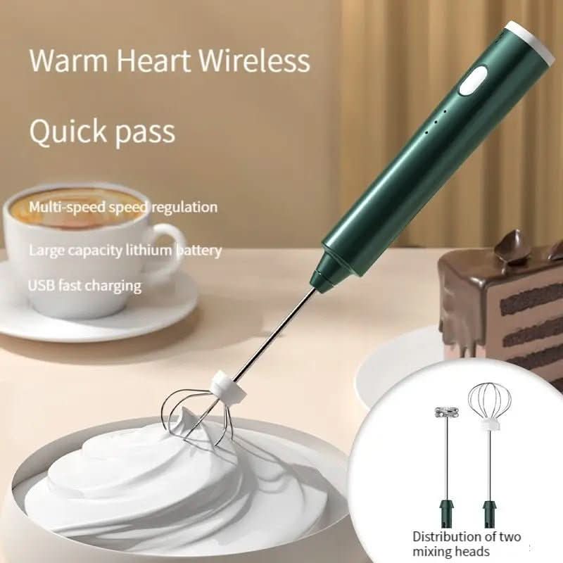 Mini Hand Mixer for Drinks and Dishes, USB Rechargeable, 3 Speeds