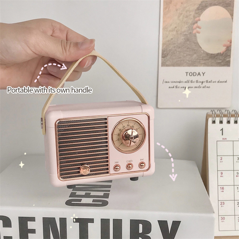Mini Retro Radio Bluetooth Speaker, 7 × 9.5 × 5 cm