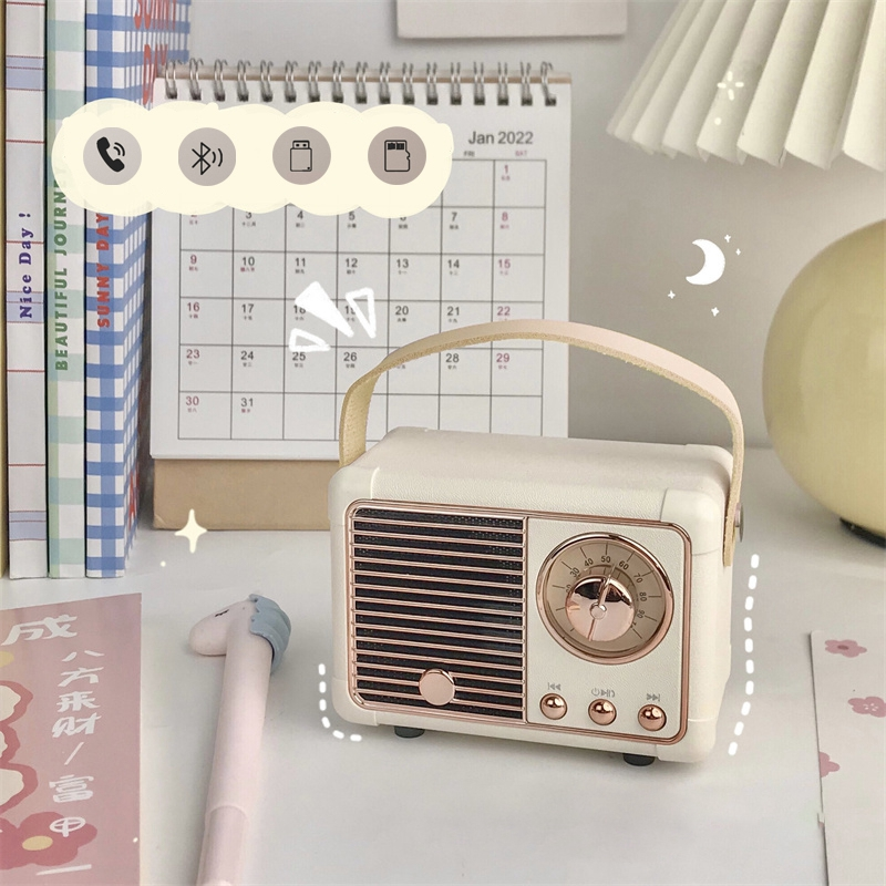 Mini Retro Radio Bluetooth Speaker, 7 × 9.5 × 5 cm