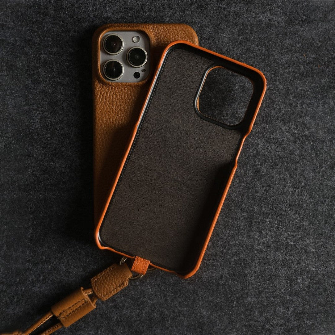 Genuine Leather Phone Case with Crossbody Strap - Lightweight, Ideal for Travel, view 3