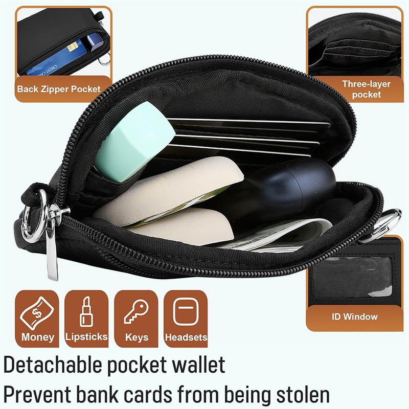 Adjustable Phone Lanyard Crossbody Strap with Wallet - Universal Compatibility, view 3