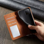 iPhone Leather Case with Magnetic Closure - Fits iPhone 7 to 15, Premium Leather