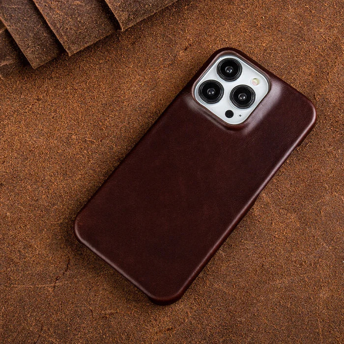 Oil Wax Genuine Leather Apple iPhone Case - Fits iPhone 13 to 16, view 11
