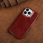 Oil Wax Genuine Leather Apple iPhone Case - Fits iPhone 13 to 16, view 12