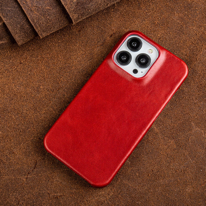 Oil Wax Genuine Leather Apple iPhone Case - Fits iPhone 13 to 16, view 14