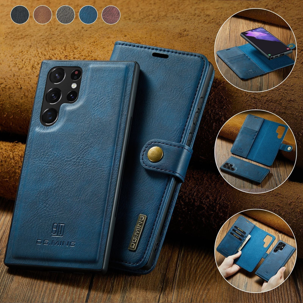 2 in 1 Removable Flip Leather Case for Samsung Galaxy Phones, view 2