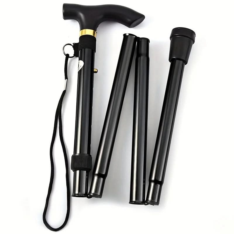 Adjustable Folding Telescopic Walking Stick - Non-Slip Rubber Tip, Lightweight