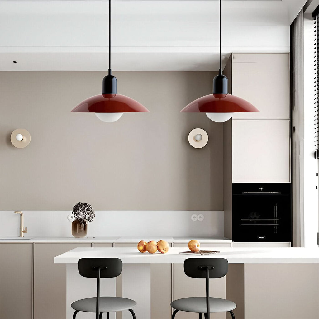 Modern Macaron Bauhaus Iron Pendant Light, 32cm, Adjustable 1.5m Cord