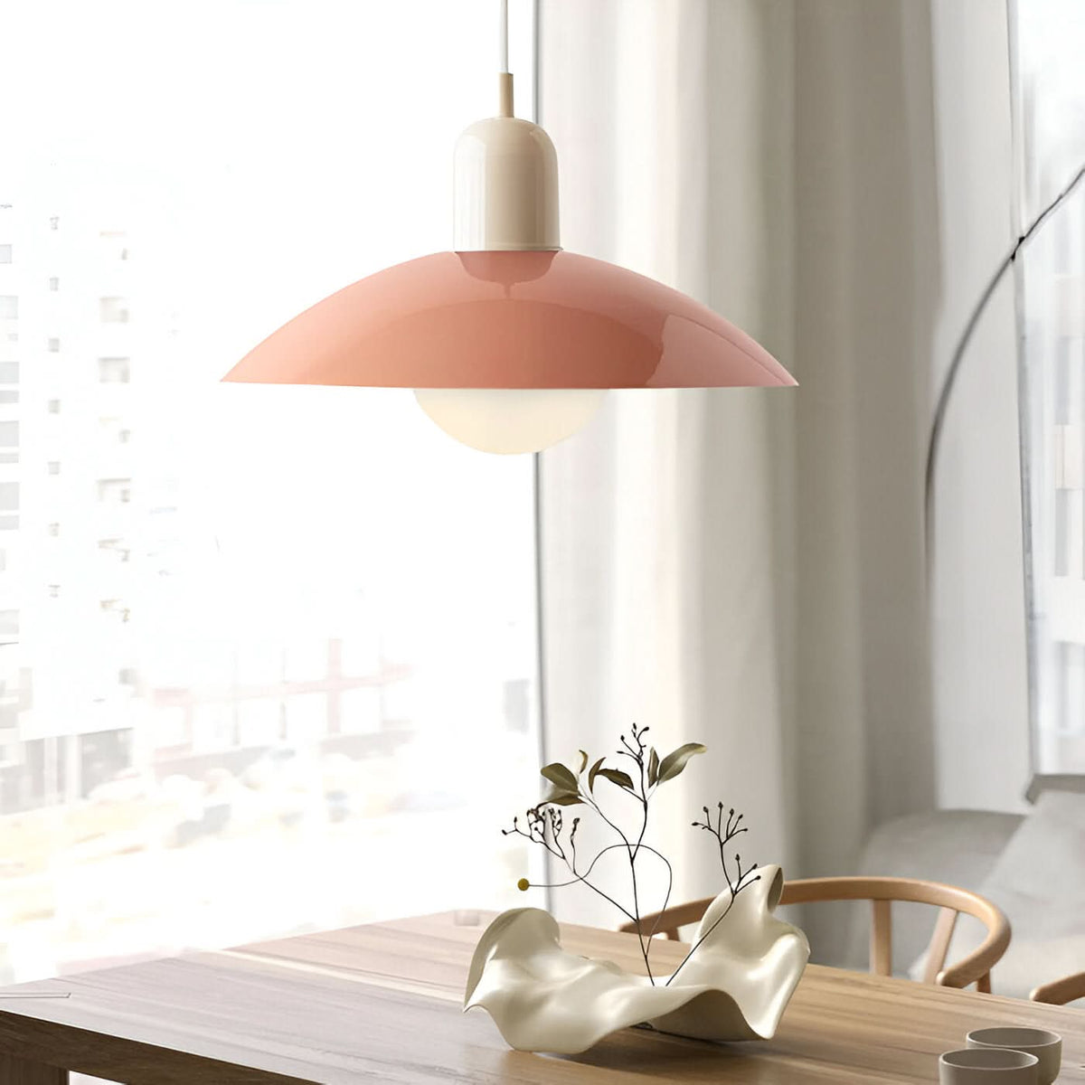 Modern Macaron Bauhaus Iron Pendant Light, 32cm, Adjustable 1.5m Cord