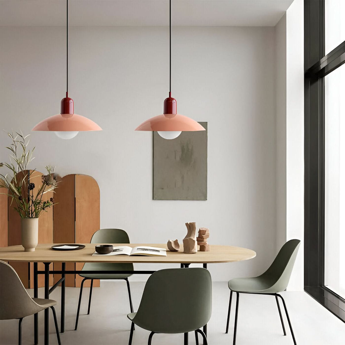 Modern Macaron Bauhaus Iron Pendant Light, 32cm, Adjustable 1.5m Cord