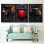 Vibrant 3-Piece Monkey Canvas Wall Art for Modern Spaces | Welvere-Welvere