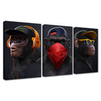 Vibrant 3-Piece Monkey Canvas Wall Art for Modern Spaces | Welvere-Welvere