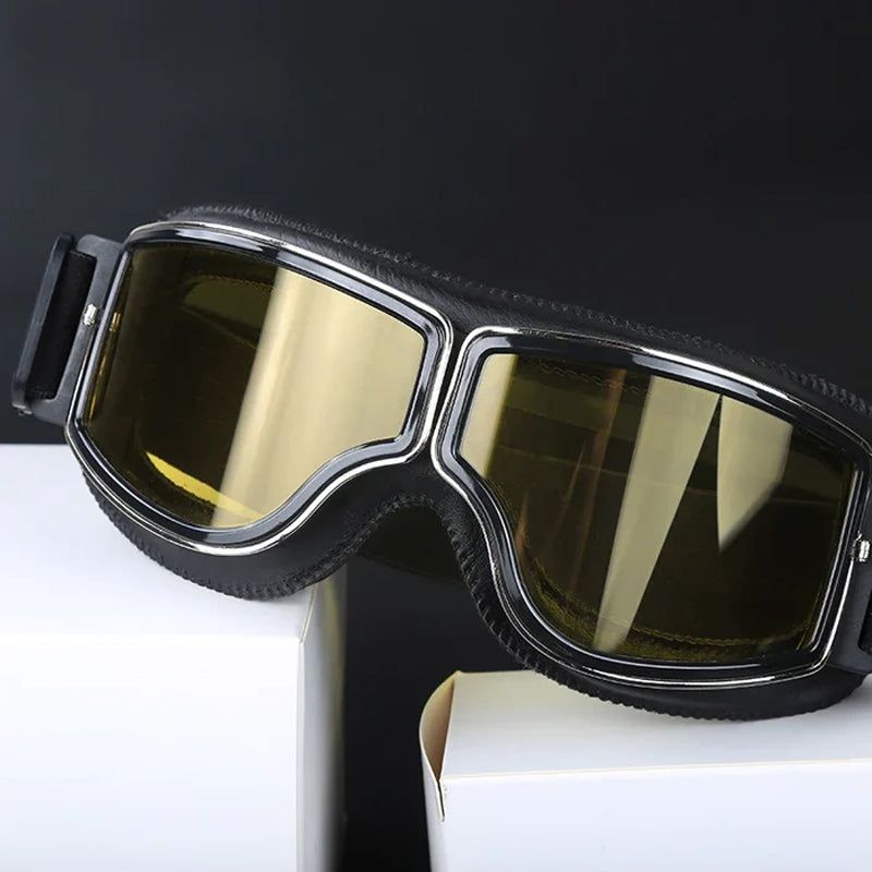 Vintage Motorcycle Goggles with Interchangeable Lenses and Comfort Padding, view 5