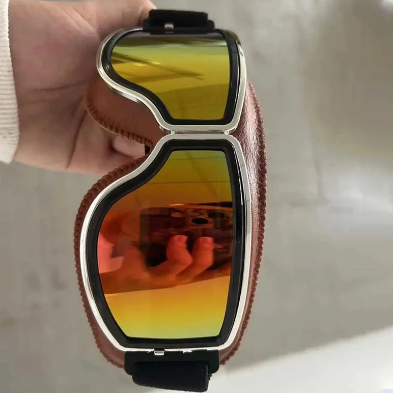 Vintage Motorcycle Goggles with Interchangeable Lenses and Comfort Padding, view 6