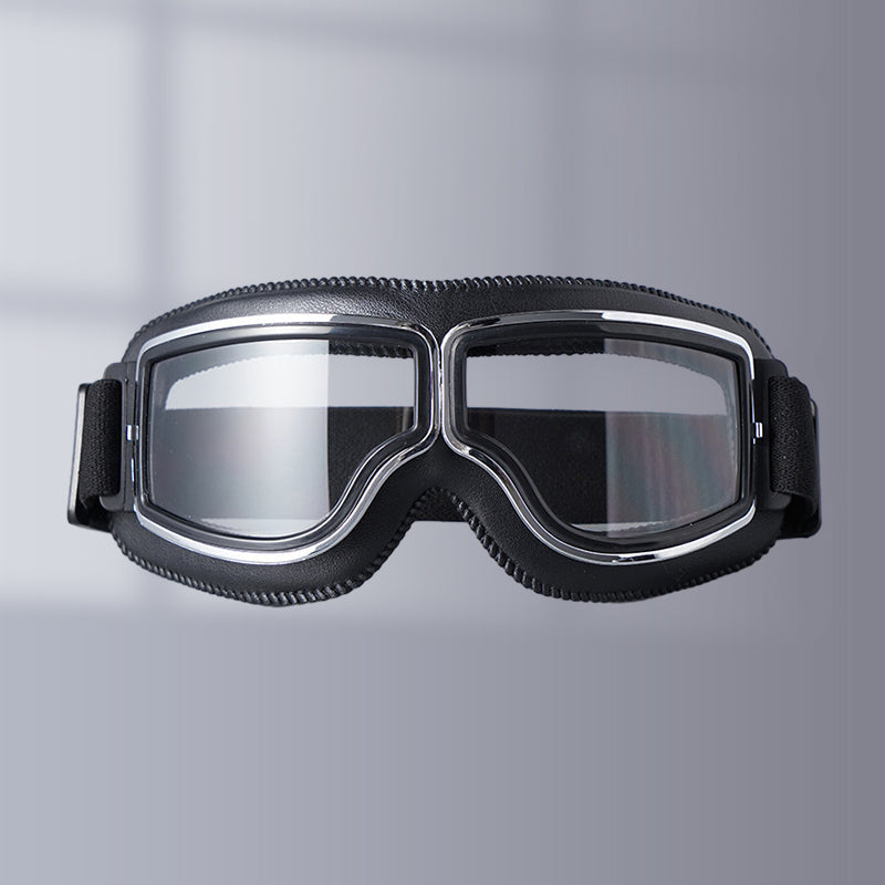 Vintage Motorcycle Goggles with Interchangeable Lenses and Comfort Padding