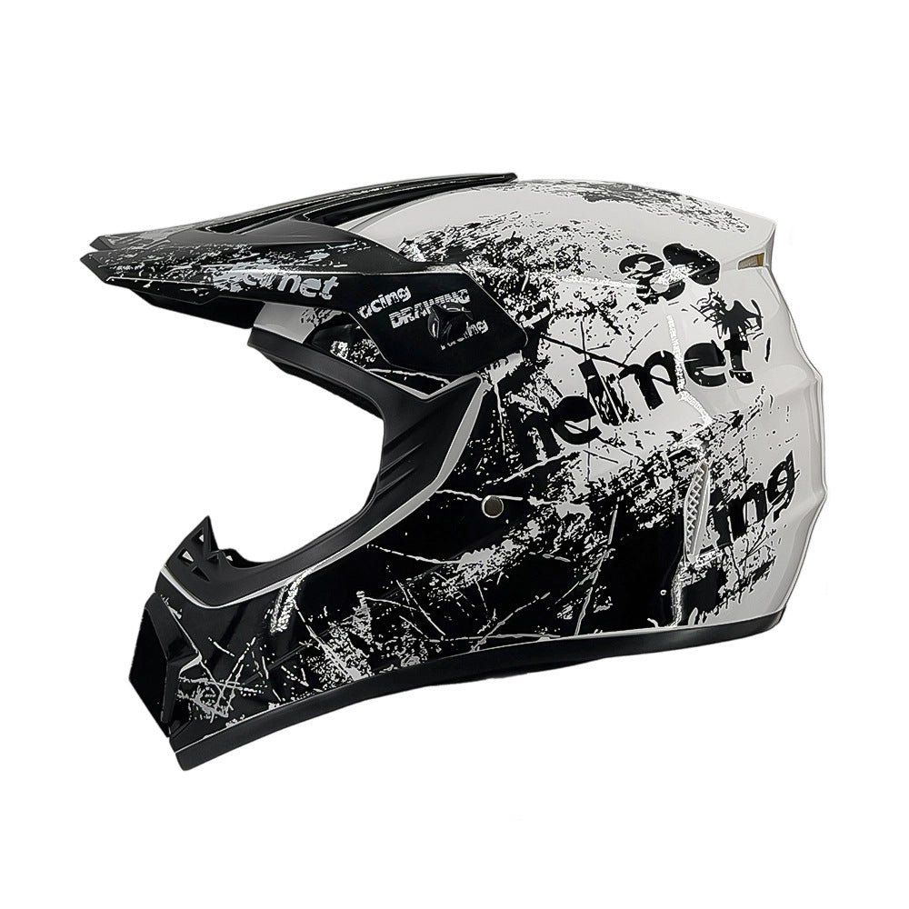 Full-Face Motocross Helmet with Extended Adjustable Visor, Reinforced Chin Guard
