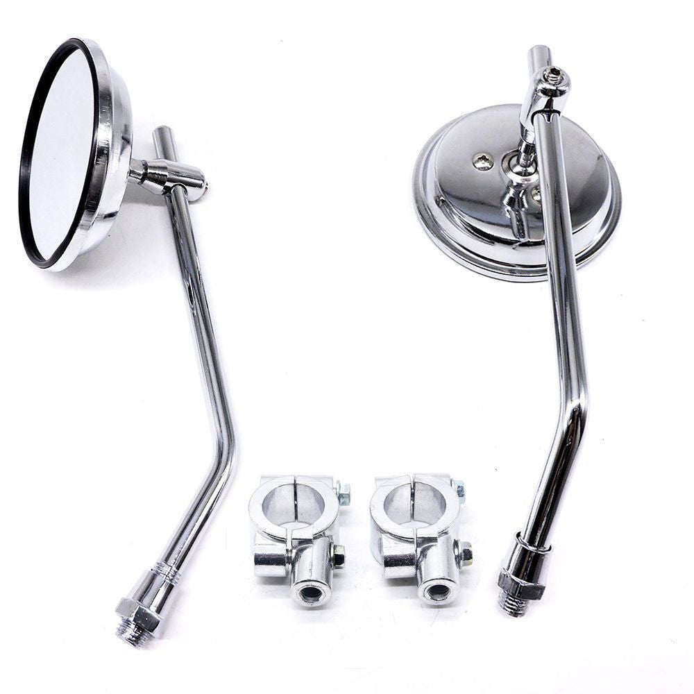 Adjustable Chrome Motorcycle Handlebar Rearview Mirrors - Universal Clamp Mounts, view 7