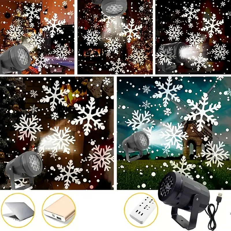 Moving Snowflake Christmas Projector, LED, Indoor and Outdoor