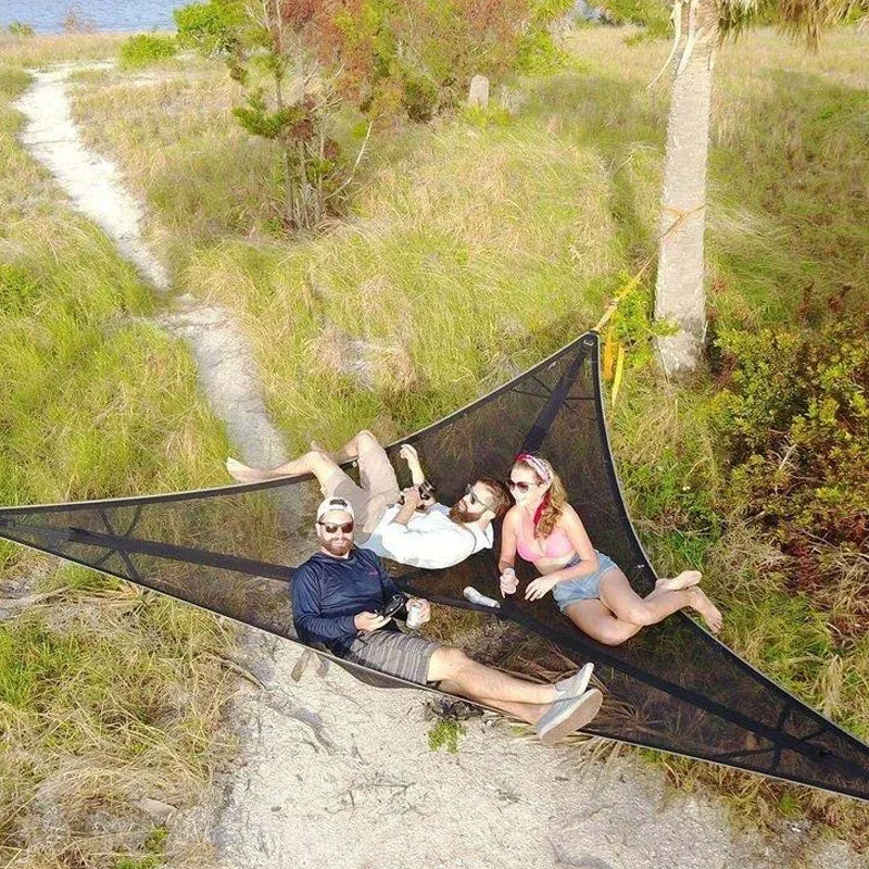 Multi-Person Nylon Camping Hammock, Three-Point Anchor System
