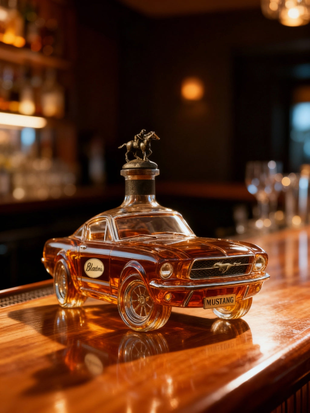 Mustang Car-Shaped Glass Whiskey Decanter for Bourbon and Spirits