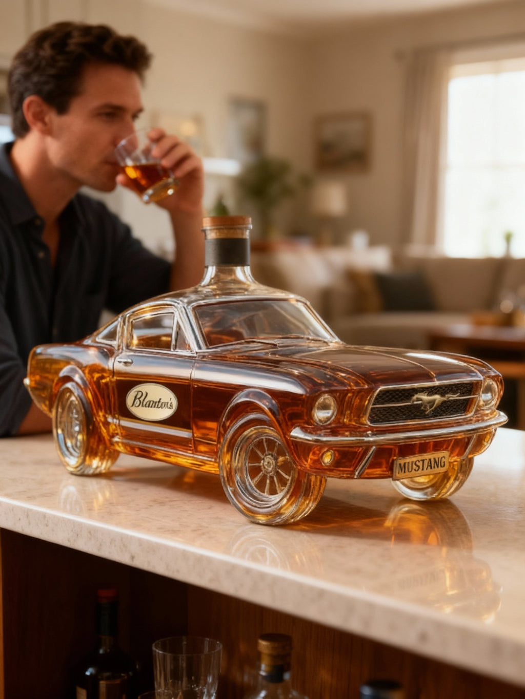 Mustang Car-Shaped Glass Whiskey Decanter for Bourbon and Spirits