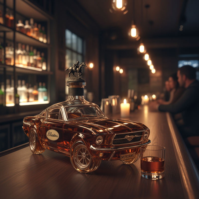 Mustang Car-Shaped Glass Whiskey Decanter for Bourbon and Spirits