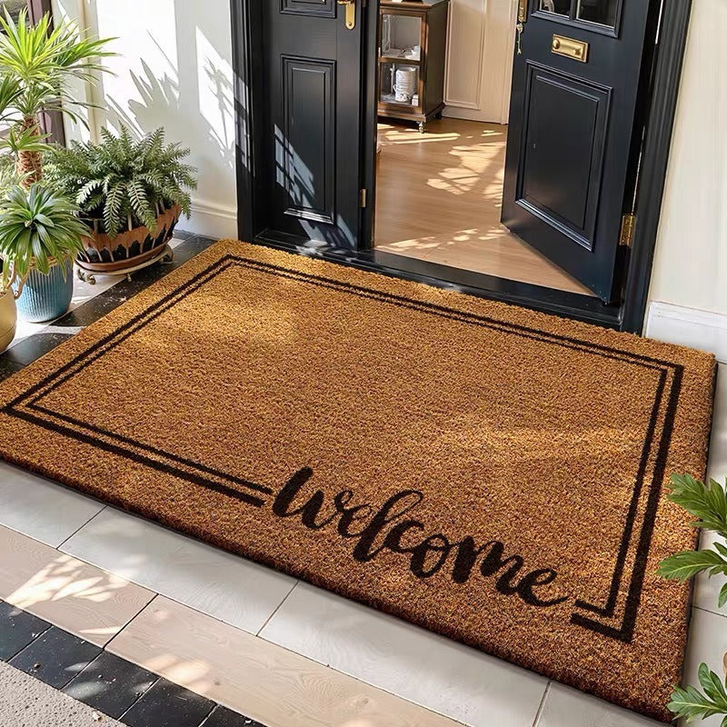 Natural Coir Welcome Mat with Sturdy Backing for Indoor and Outdoor Use