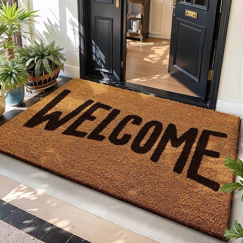 Natural Coir Welcome Mat with Sturdy Backing for Indoor and Outdoor Use