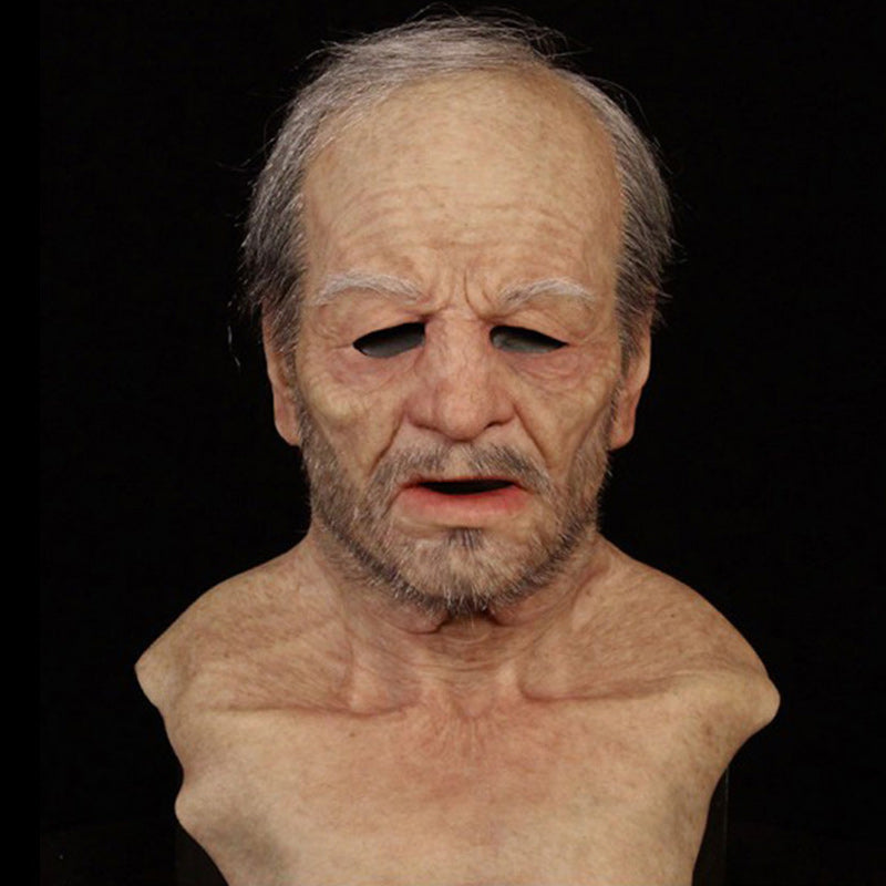 Natural Latex Full-Face Elderly Man Mask for Halloween Cosplay