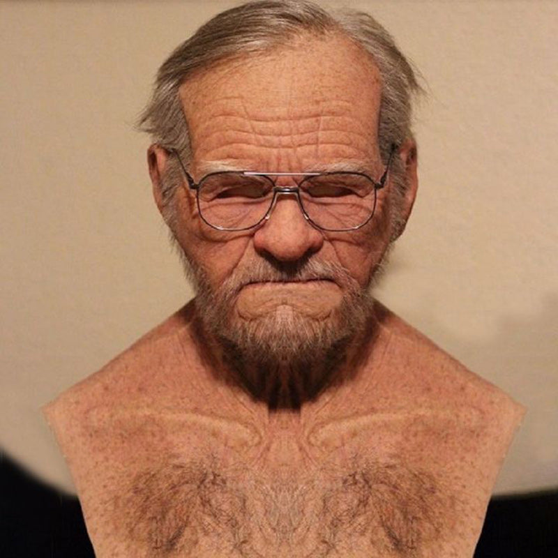 Natural Latex Full-Face Elderly Man Mask for Halloween Cosplay