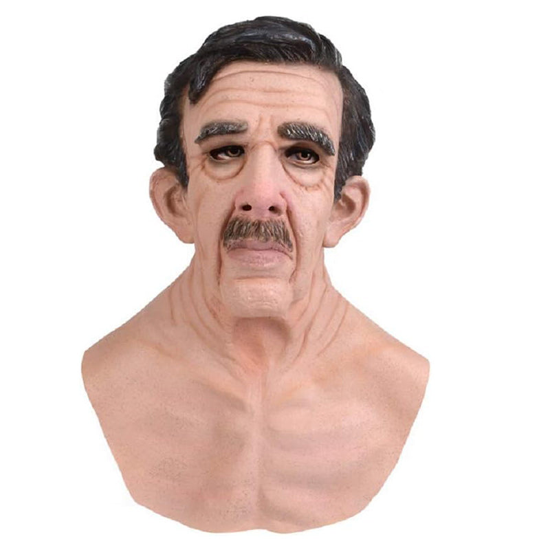 Natural Latex Full-Face Elderly Man Mask for Halloween Cosplay