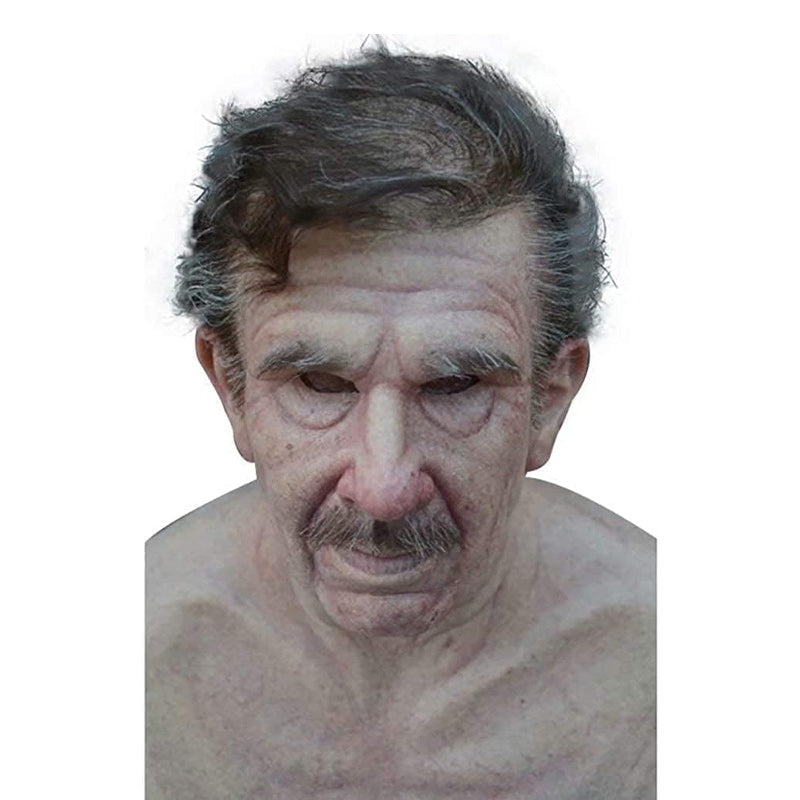 Natural Latex Full-Face Elderly Man Mask for Halloween Cosplay