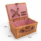 Natural Material Picnic Basket with Crockery Set and Insulated Cooler