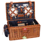 Natural Material Picnic Basket with Crockery Set and Insulated Cooler