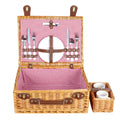 Natural Material Picnic Basket with Crockery Set and Insulated Cooler