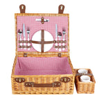 Natural Material Picnic Basket with Crockery Set and Insulated Cooler