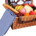Natural Material Picnic Basket with Crockery Set and Insulated Cooler